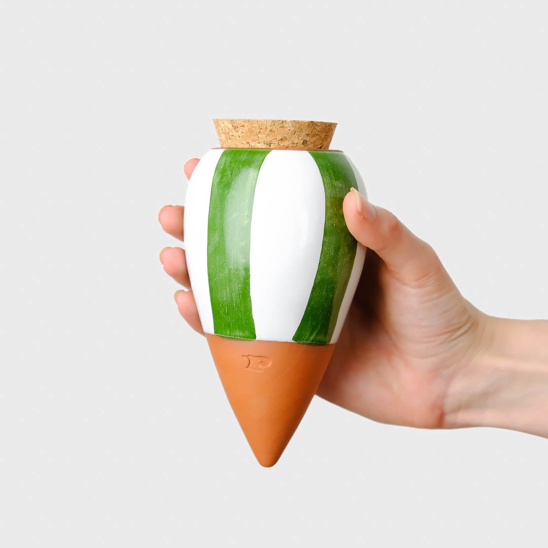 Olla - Stripes green and white