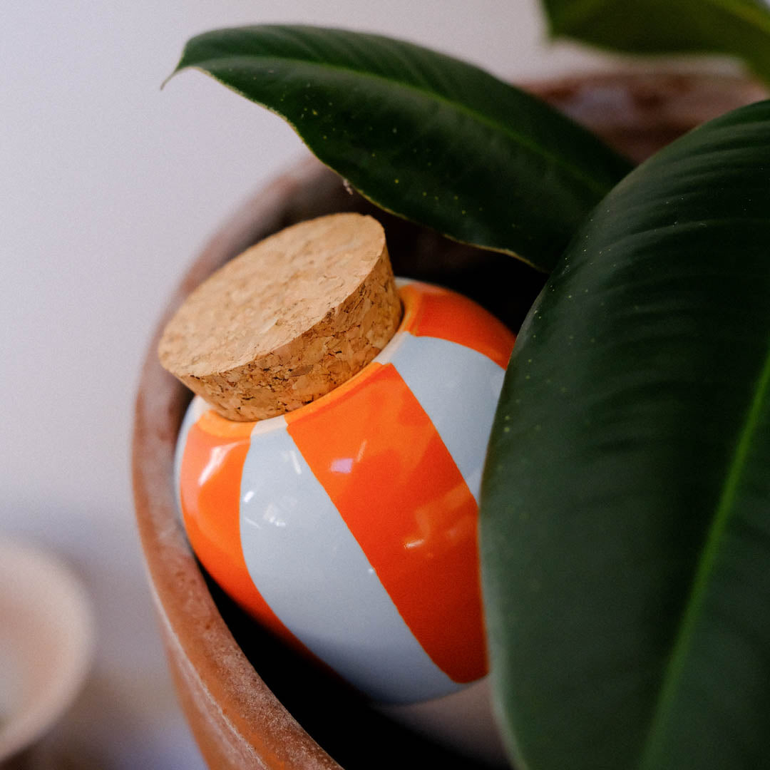 Olla - Orange and blue striped