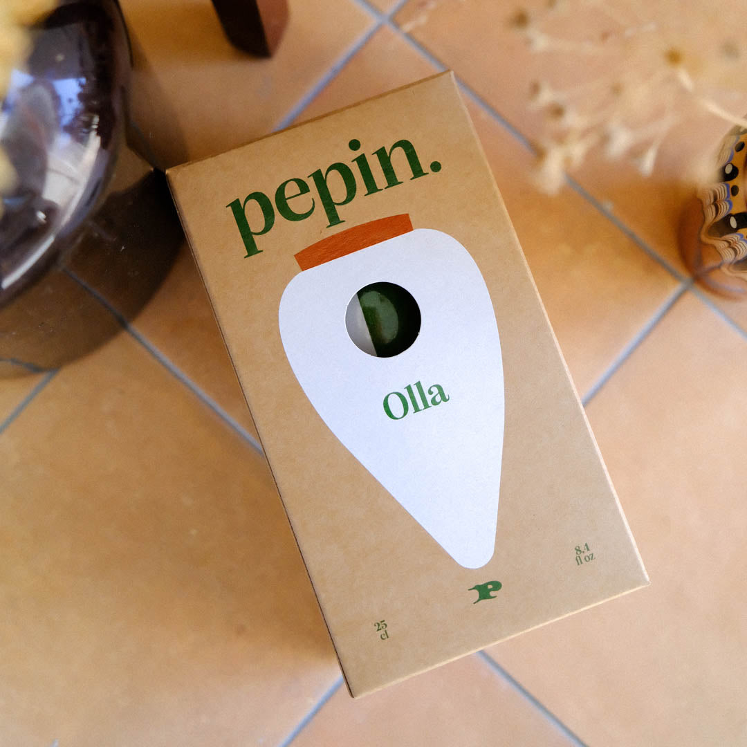 Olla - Stripes green and white