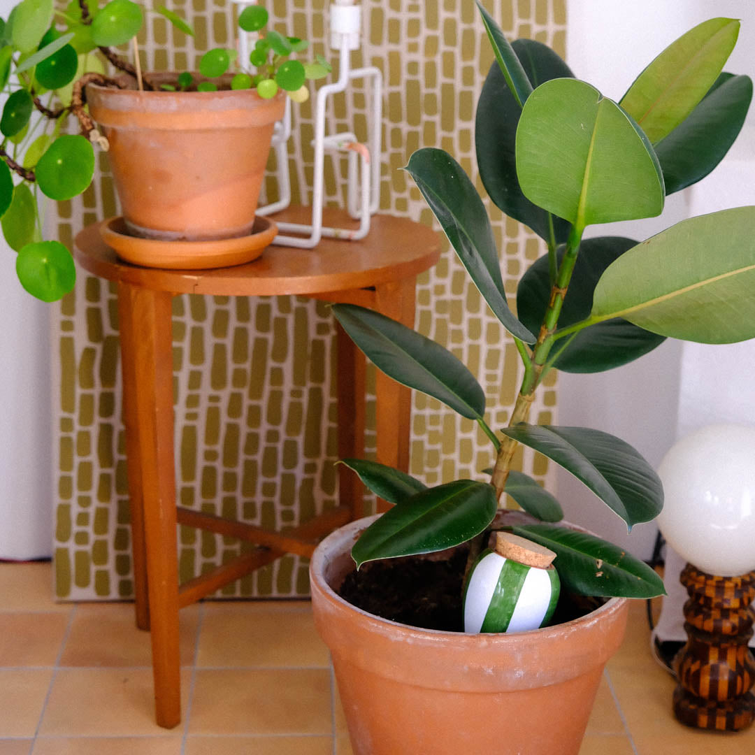 Olla - Stripes green and white