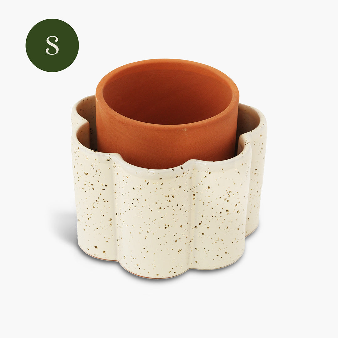 Paula Self-Watering Pot Textured White - Natural hydration for plants