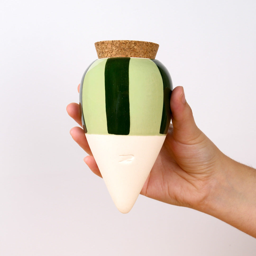 Olla - Green and green striped